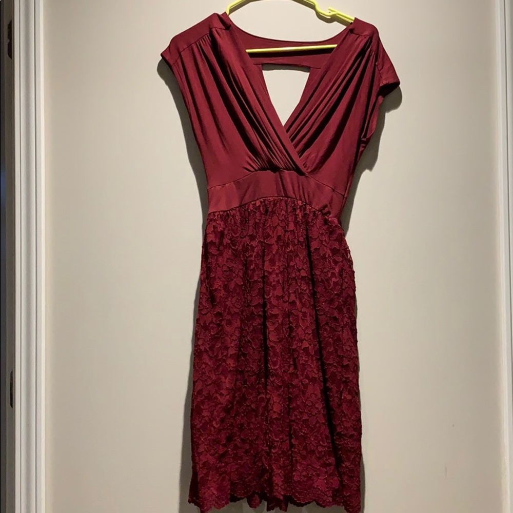 Burgundy Lace Knit Dress